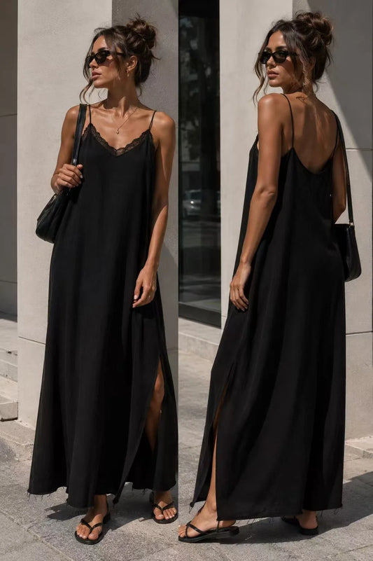 Vestido Liso con abertura Rebecca